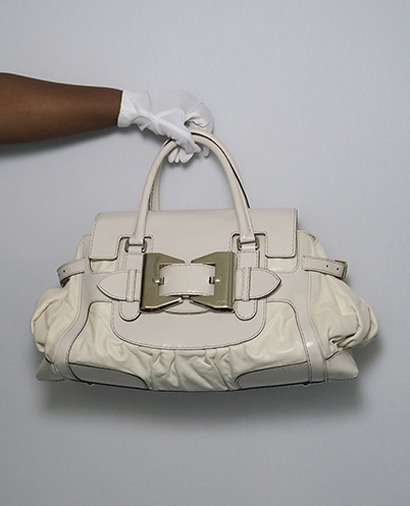 Dialux Queen Tote, &pound;90, Handbags, Cream, Leather, Front view